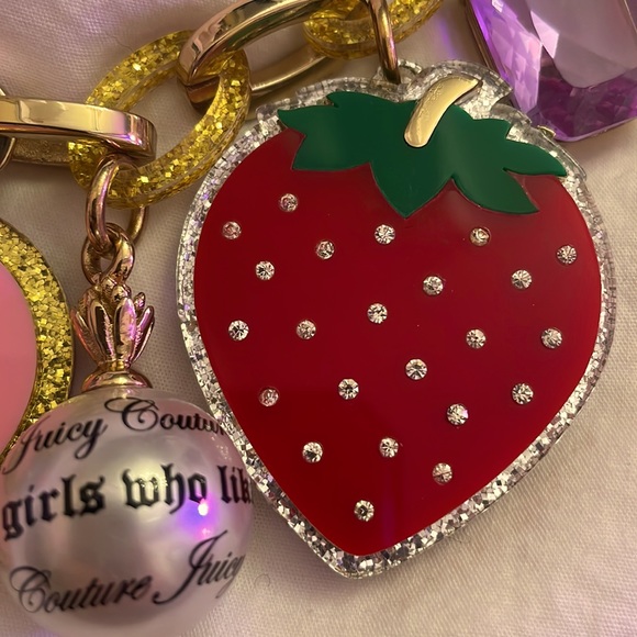 Vintage XL glitter Juicy Couture charm necklace RARE mint Y2K LARGE charms - Picture 5 of 17